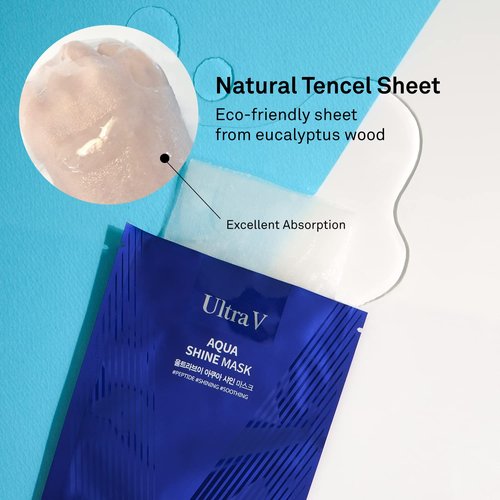 ULTRAV Idebenone Anti Aging Facial Mask Sheet – Antioxidant, Deep Moisturizing – Hypoallergenic Tencel Sheet - Aqua Shine Mask 10 Sheets