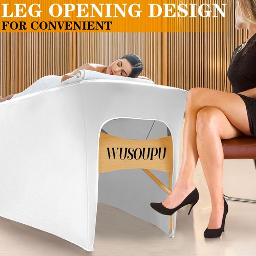 WUSOUPU White Lash Bed Cover Wipeable PU Leather Massage Table Cover Waterproof, Ultra-Durable Massage Bed Cover Wrinkle-Resistant Silky Spa Bed Cover Reusable Wax Bed Cover for Esthetician(6FT)