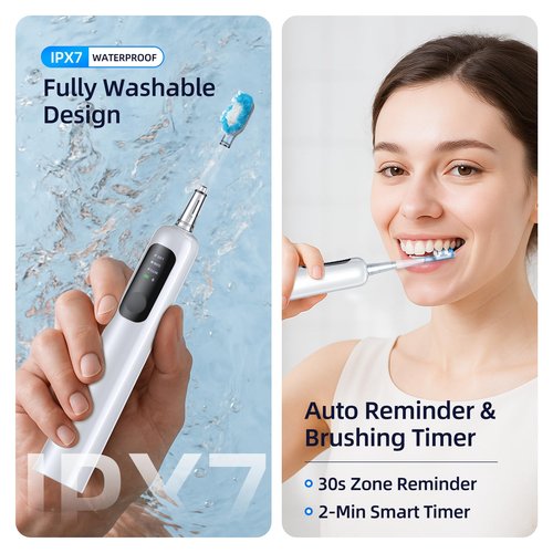 SYNHOPE Oscillating Sonic Electric Toothbrush for Adults, Rechargeable Battery & Fast Charge [Unique 60° Swing Amplitude] 3 Brush Heads with Pounch, IPX7 Waterproof & Teeth Whitening Cleaning