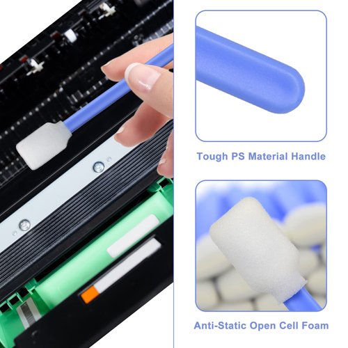 200pcs 5.11" Square Rectangle Foam Cleaning Swab Sticks for Solvent Format Inkjet Printer Roland Optical Equipment (Blue)
