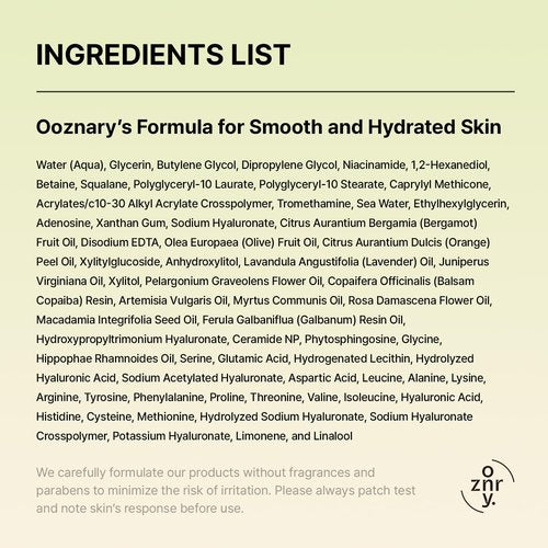 Ooznary Jet Blue Serum with 8 Types of Hyaluronic Acid plus Squalane and Ceramide, Extra Hydrating for Skin 1.6 fl oz. | 50 ml