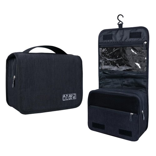 Lcsmaokin Large Capacity Toiletry Bag Travel Bag with Hanging Hook for Men and Women Waterproof Travel Cosmetic Bag Bathroom Storage Bag for Brushes Set,Full-Sized Shampoo,Toiletries,Accessories-Black