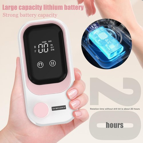 Portable Electric Nail Drill, 35000 RPM Professional Electric Nail File, Cordless Nail Drill with Bits & Base (White & Pink)