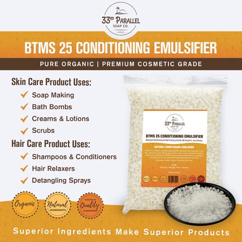 33RD PARALLEL | BTMS 25 (2 lbs / 32 oz) Bulk Conditioning Emulsifier | Behentrimonium Methosulfate Cetearyl Alcohol Emulsifying Conditioner | (2 POUNDS)