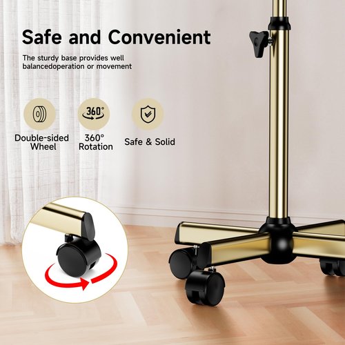Salon Tray, Premium Metal Rolling Tray Cart, Tattoo Tray Height Adjustable, Dentist Tray Medical Tray Spa Service Rolling Tray,Champagne Gold