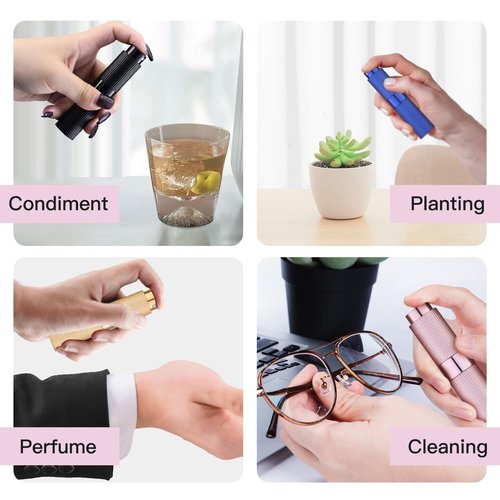 Tekson 2PCS 8ml Travel Perfume Atomizer Refillable, Mini Cologne Spray Bottle Empty, Portable Sprayer (Black & Pink)