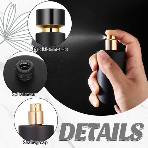 Teenyyou 12 Pack 50 ml Glass Perfume Bottles and Refill Tools Set, Travel Perfume Atomizer Spray Bottles, Portable Empty Refillable Atomizer Decanters with Dispenser Transfer Kit (Black)