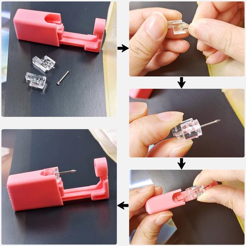 Orglace 4 Pack Nose Piercing Kit,Self Nose Piercing Gun with Nose Stud,Disposable Safe Sterile Piercing Tool at Home Salon for Women Men (Red G196#)