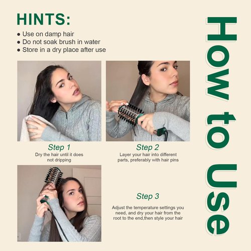 Dual Voltage Travel Hair Dryer Brush Mini Hot Air Hair Styling Tool, 110-240V European Oval Shape Jet Brush, 2 Inch Lightweight Design & Universal Plug, Easy Pack Worldwide