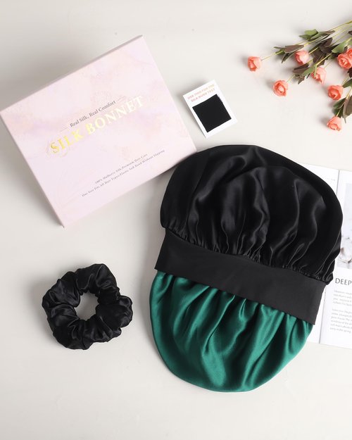 Mulberry Silk Bonnet Sleeping Women Curly Hair Bonnets Tie Band Double Layer Reversible Sleep Bonnet Silk Hair Wrap Sleep Cap
