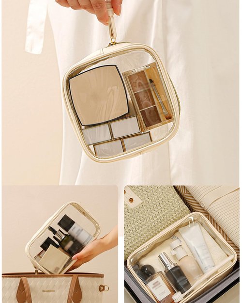 3Pcs Travel Clear Makeup Bag Set for Women, Transparent Toiletry Bag with Zipper Portable Makeup Pouch Organizer Waterproof Small Cosmetic Bag Compact Car Bag Organizer Car Accessories (White Set)