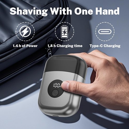Electric Foil Shavers for Men, Mini Electric Razor for Face, IPX7 Waterproof Cordless Razor with Big LED Display & 3 Floating Blades, Wet Dry USB-C Fast Rechargeable for Travel & Home