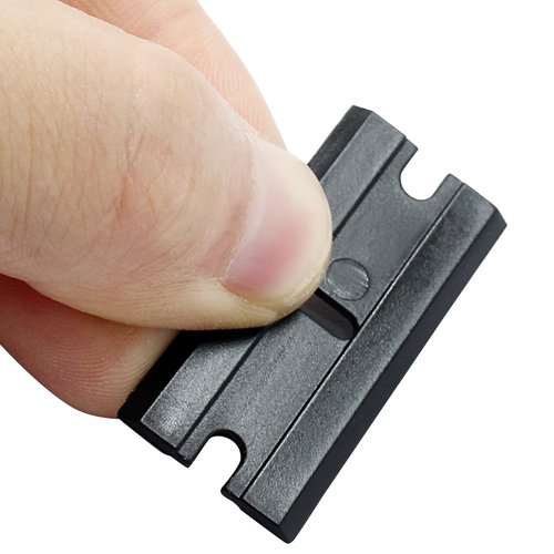 PHITUODA 200pcs Plastic Razor Blades, Double Edged Plastic Blades, Safety Glass Scraper Blades for Cleaning Glass Removing Adhesive Residue(Black)