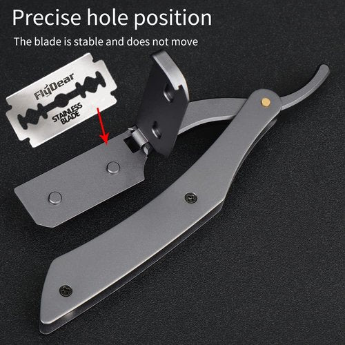 Professional Barber Straight Razor - 20 Stainless Steel Blades, Aluminum Handle, Portable Shaving Kit (TKL-B)