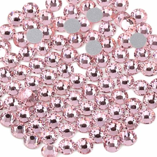 Beadsland 2880pcs Flat Back Crystal Rhinestones Round Gems for Nail Art and Craft Glue Fix,Light Pink,SS16,3.8-4.0mm