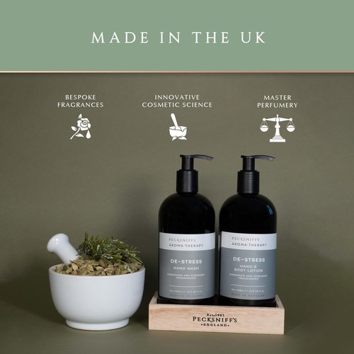Pecksniffs Moisturizing Hand Wash and Hand & Body Caddy Lotion Set - Aroma:Therapy De-Stress, 500 ml/16.9 fl oz