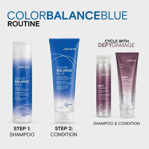 Joico Color Balance Blue Shampoo and Conditioner | For Lightened Brown Hair | Eliminate Brassy Orange Tones | Boost Color Vibrancy & Shine | Protect Against Harmful UV Radiation | With Rosehip Oil