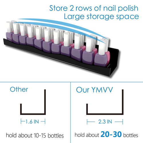 YMVV Black Acrylic Nail Polish Wall Racks,15" Increased Width Black Wall Mounted Shelves Nail Polish Organizer, Sunglasses Essential Oil Storage Shelf Display 6 Pack