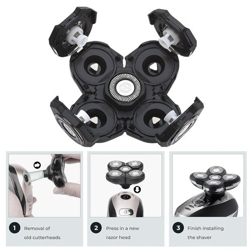 Fre*Bird 4PCS 5 Head Shaver Replacement Blades for Bald Men, Electric Head Hair Shaver (Black/4PCS)