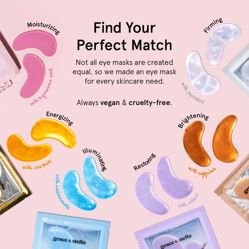 grace & stella Award Winning Under Eye Mask - Travel Essentials - Birthday Gifts for Women - Gel Eye Patches for Dark Circles, Puffy Eyes, Wrinkles, Undereye Bags - Vegan Self Care (48 Pairs, Gold)