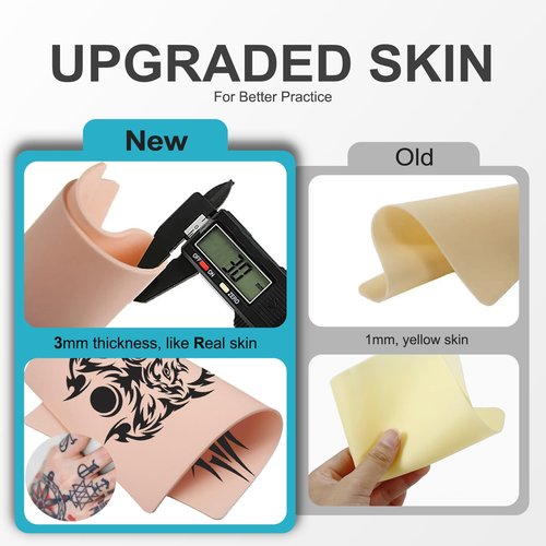 Yugui 30Pcs Tattoo Practice Skin Kit 3MM - 10Pcs Double Sided Reusable Fake Skin & 20Pcs Transfer Stencil Paper for Beginners to Professional Artists Thick Practice Supplies with Tracing Paper