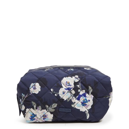 Vera Bradley Performance Twill Medium Cosmetic Makeup Organizer Bag, Blooms and Branches Navy