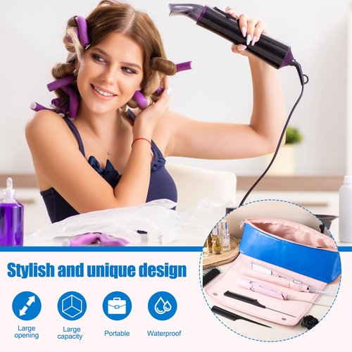 Sadnyy Hair Tools Travel Bag and Heat Resistant Mat 2-in-1 Hot Hair Tools Organizer for Curling Flat Irons Straighteners Portable Hairstylist Travel Bag Women Haircare Accessories, 16.1''x5.1''x4.3''