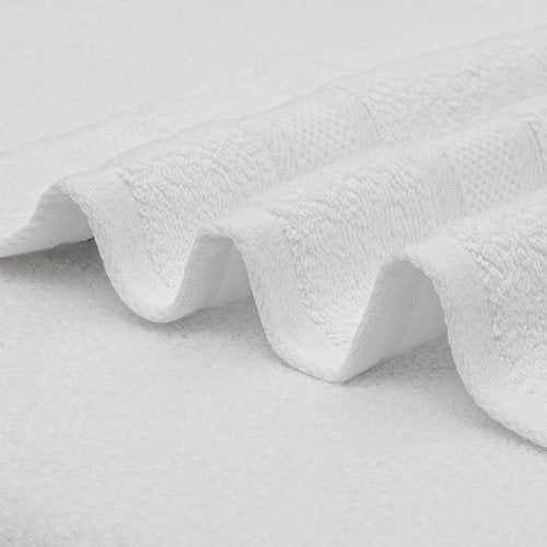MoNiBloom 12-Piece 100% Cotton Face Wash Cloth Set for Bathroom Home Hotel Spa Gym Yoga Shower Highly Absorbent Ultra Soft Quick-Dry (White)