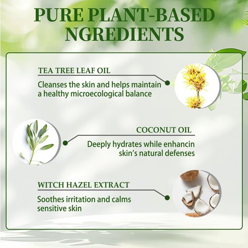 3PCS Tea Tree Soap, Purifying Body Soap Bar with Tea Tree Oil & Coconut Oil, Gentle Cleanser for Healthy, Looking Skin, Plant-Based Formula for Face & Body