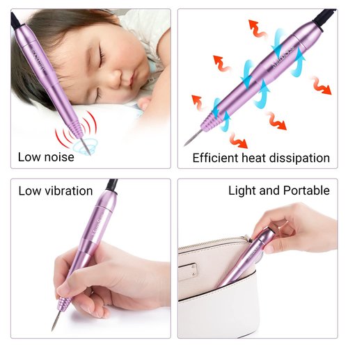 MelodySusie Portable Electric Nail Drill with 60 Pcs Replacement Sandpaper Discs
