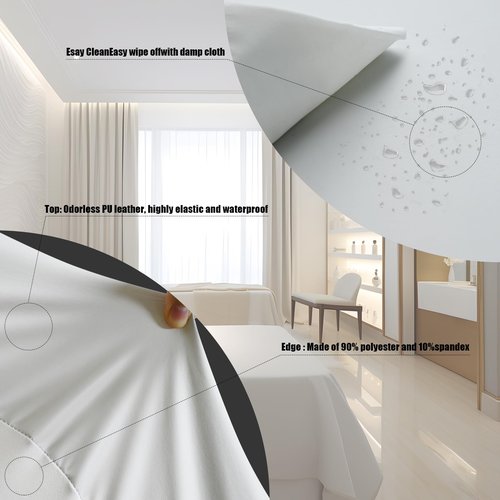White Lash Bed Cover Wipeable PU Leather Massage Table Cover Waterproof and High Elasticity Spa Bed Cover ，Protective Cover for Eyelash Extension Bed/Salon Massage Bed（6FT，Top pocket design）