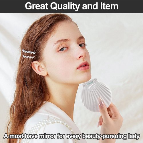 Makefango Compact Makeup Mirror with Lights - 3.5" Portable, 2-Sided, Lightweight & Shatterproof, Folding Magnifying Mirror 2X/10X, for Women