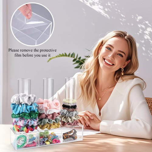 OAOLEER Scrunchie Holder Stand,Clear Jewelry Organizer for Teen Girl Women Gifts, Hair Scrunchies Display Organizer