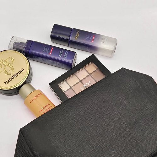 Adegari Makeup Bag for Women Girls, 2 Pieces Portable Cosmetic Bags Organizer Preppy Makeup Pouch PU Leather Waterproof Travel Toiletry Bag for Mom Daughter friend Wife