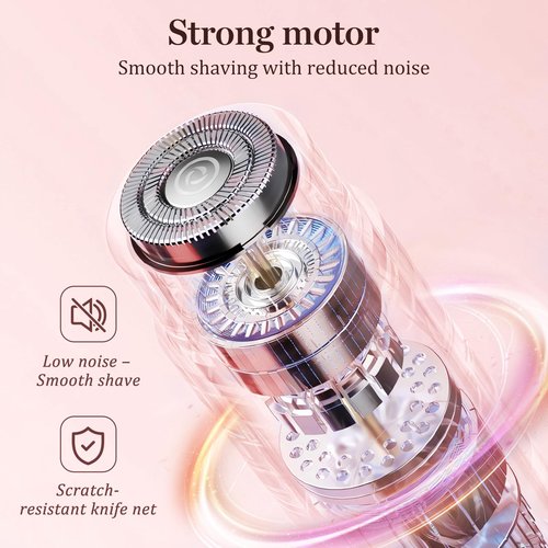 Bikini Trimmer for Women – Dual Head Electric Razor for Bikini, Underarm, Leg & Facial Hair, Painless Ceramic Blade, IPX7 Waterproof, Pink