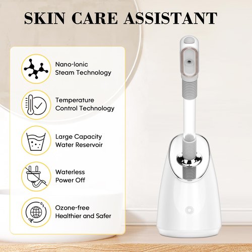 Pjordo Facial Steamer Spa Kit, Nano Ionic Face Steamer for Deep Cleaning Unclogs Pores, Warm Mist Humidifier Steamer for Face Home Sauna SPA, Self Care Gifts for Women