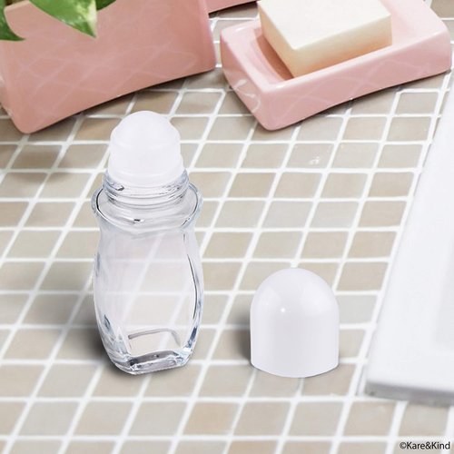 6Packs Deodorant Roll On Bottles Containers Leak Proof Massage Roller Ball Bottles with Cap For Essential Oils Perfume Cosmetics, Glass Empty Roller Bottles with Plastic Roller Ball 30ML