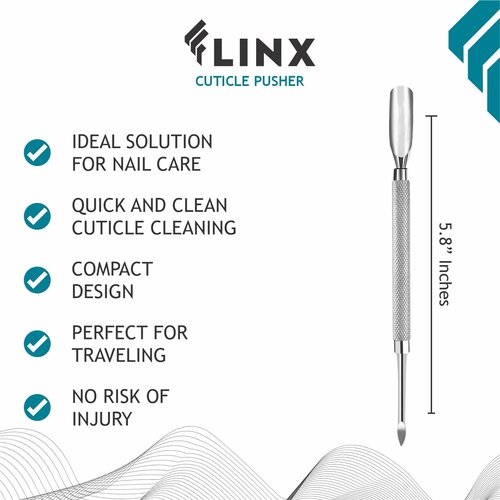 FLINX Metal Cuticle Pusher Tool 4 Pc Nail Manicure Tools Nail tools for Manicure & Pedicure, Metal Cuticle Pushers and Scraper, Nails Cuticles Pusher Cuticle Tools for Nails