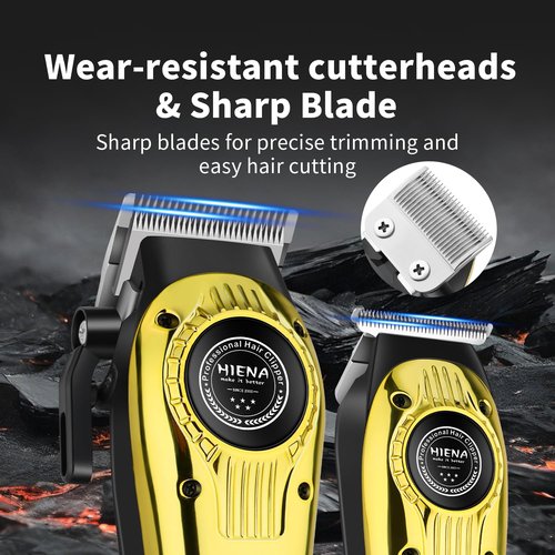HIENA PRO Professional Hair Clippers Set for Men, Rechargeable Cordless Hair Cutting Clippers, Clipper Set and Trimmer Kit for Hair Cutting, Haircut Clippers, Gifts for Men