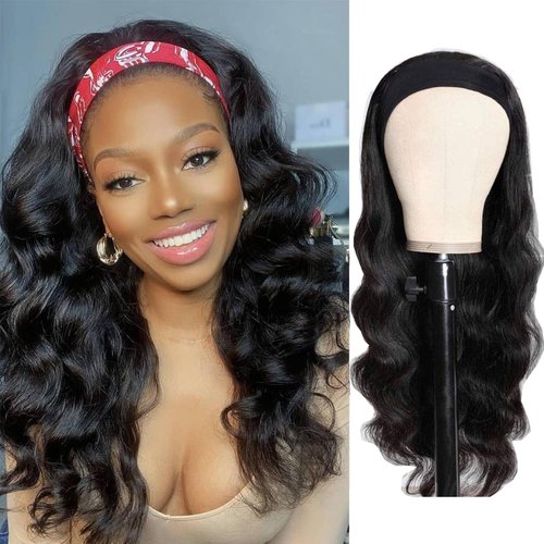 Ghaadd Headband Wig Human Hair Body Wave Headband Wigs for Black Women human hair glueless Wear and Go Glueless Wig 100% Brazilian Virgin Human Hair Headband wig 150% Density (14inch)