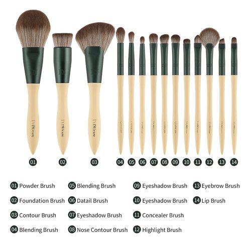 DUcare Makeup Brushes 14Pcs with 3Pcs Makeup Spong & Cosmetic Bag &Makeup Brush Cleaner