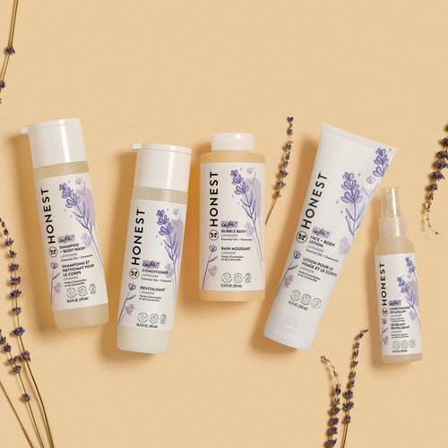 The Honest Company Lavender Calm Foaming Bubble Bath + Hydrating Face + Body Lotion Bundle | Naturally Derived, Tear Free, Hypoallergenic | 12 fl oz, 8.5 fl oz