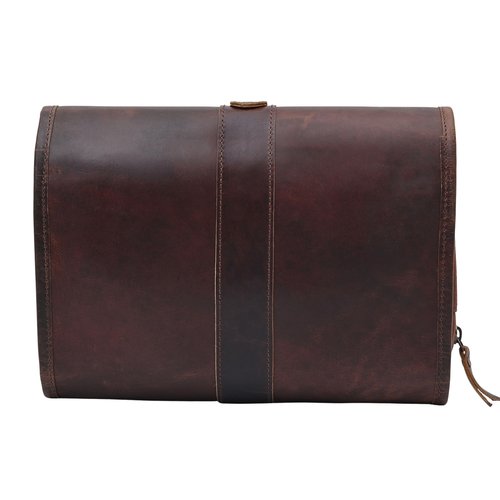 Autentico Leather Genuine Buffalo Leather Hanging Toiletry Bag with Waterproof Lining for Men & Women Handcrafted Vintage Distressed Brownn Leather Dopp Kit, Travelling Kit (Distress Brown)