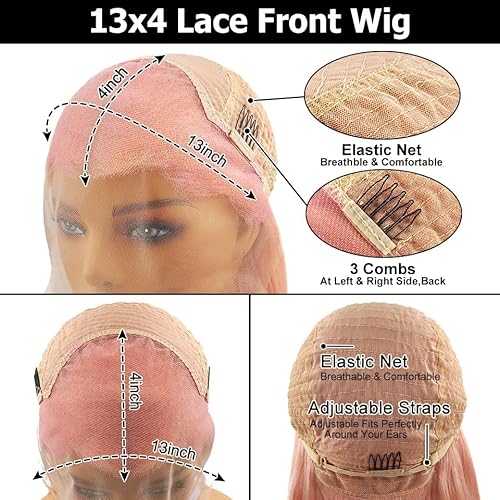 School Day Candy Pink Human Hair Wig Colored Body Wave Lace Front Wig Virgin Hair 13x4 UHD Transparent Swiss Soft Lace Preplucked Brazilian Hair 20"