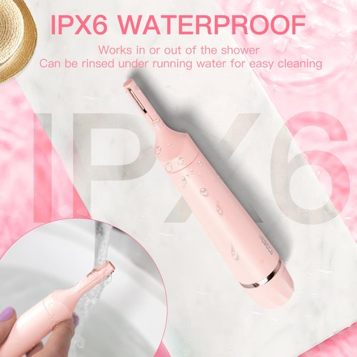 HEBECA Nose Hair Trimmer for Women, 3in1 Electric Eyebrow Trimmer Waterproof Facial Hair Removal Rechargeable Hair Shaver Razor for Nose Ear Eyebrow Peach-Fuzz Lips Chin FT3001 Pink (Pink)