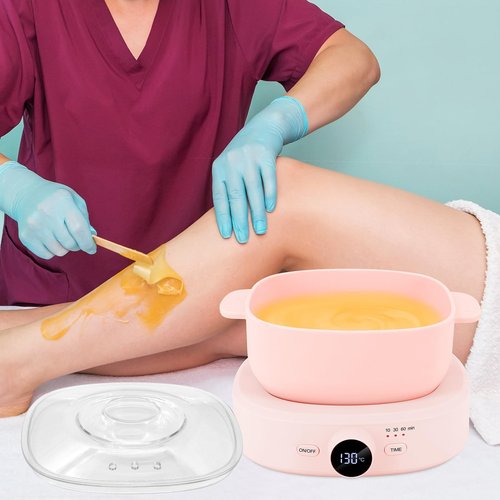 Digital Hair Removal Wax Warmer, Adjustable Temperature Waxing Machine for Women Hair Removal, Face, Bikini, Legs and Body, with Silicone Wax Pot Liner (Pink)