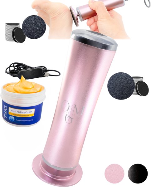 Electric Callus Remover for Feet Rechargeable Foot File Pedicure Tool with Extra Grinding Heads & Moisturizing Cream Professional Foot Care Kit for Dry Cracked Heels and Dead Skin Removal