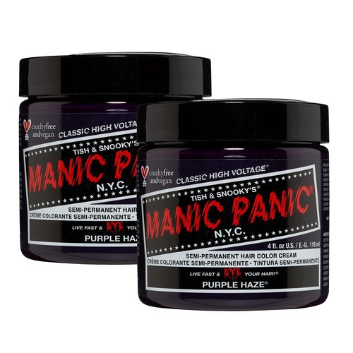 MANIC PANIC Classic Purple Haze Semi Permanent Hair Color - Warm Dark Purple Hair Dye for Women & Men That Lasts 4-6 Weeks - Vegan, Ammonia & Cruelty-Free - Create & Mix Custom Shades (4oz / 2pk)