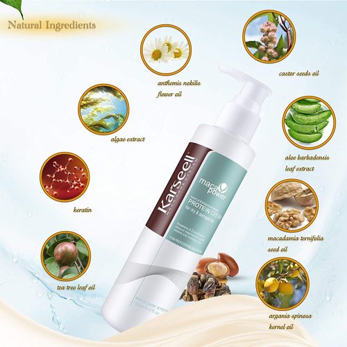 Karseell Argan Oil Hair Serum + 150ml Repair Protein Cream Leave-In Conditioner for Dry, Damaged Hair