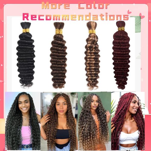 99J Burgundy Human Braiding Hair For Boho Braids 100g Deep Wave Bulk Human Hair for Braiding 12A No Weft Curly Human Hair Extensions Wet and Wavy Boho Hair for Braiding (99J-Deep Wave, 16 Inch)